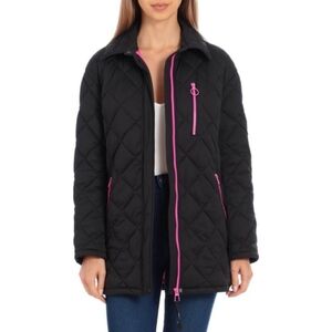 AVEC LES FILLES Diamond Quilted Full-Zip Jacket Black